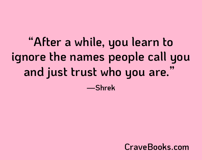 After a while, you learn to ignore the names people call you and just trust who you are.