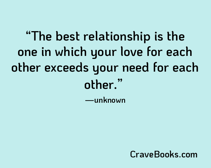 The best relationship is the one in which your love for each other exceeds your need for each other.